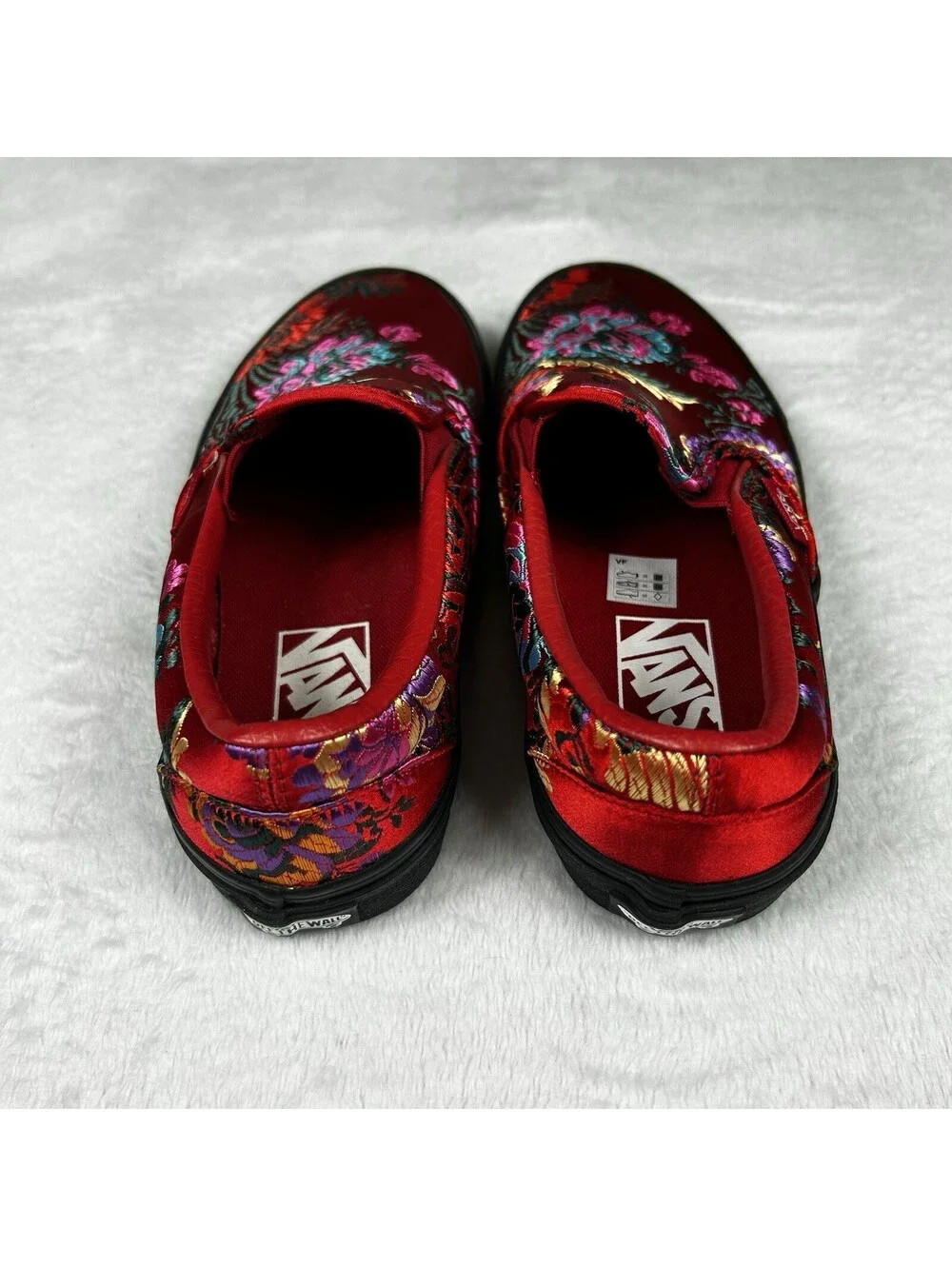 Vans Festival Satin Red/Black Classic Slip On Size Mens 3.5 Womens 5.0 New